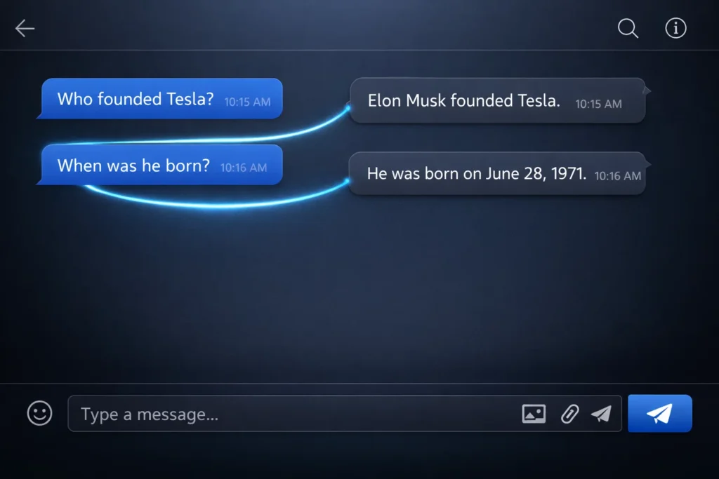 AI maintaining context across multiple user messages in a conversation