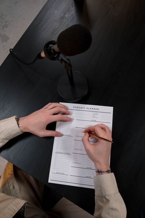 Creator filling out content calendar template for planning