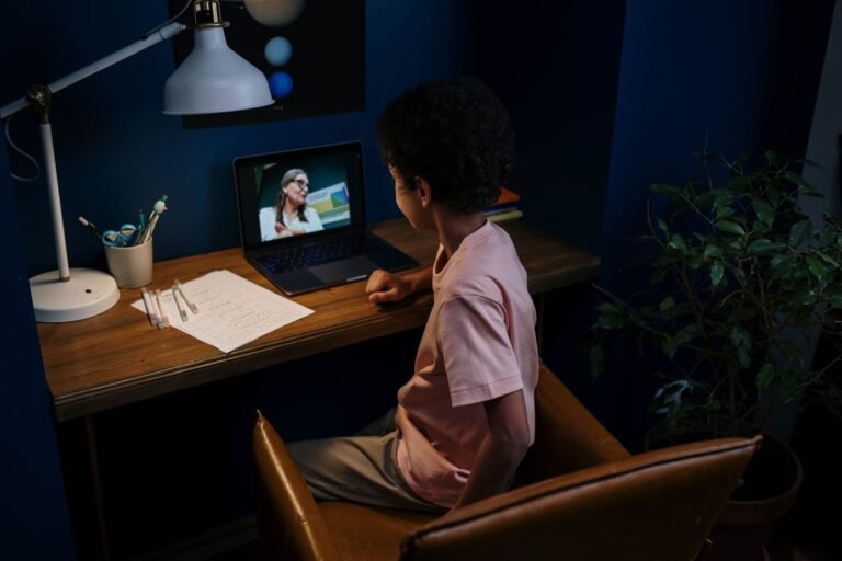 What are free online courses - student learning on laptop