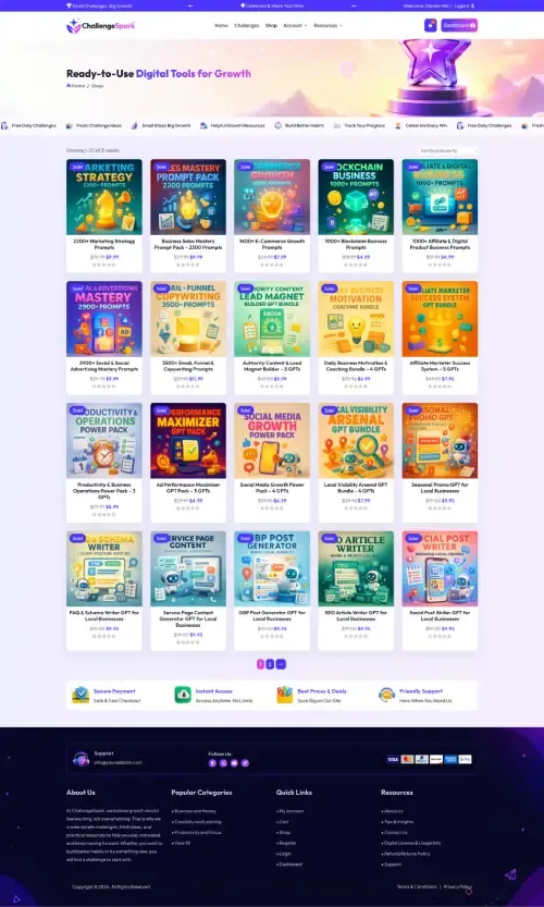 Challenge Profits Fortune Review 2026: Is This DFY Challenge Platform Worth It? 4 Challenge Profits Fortune digital product shop screenshot